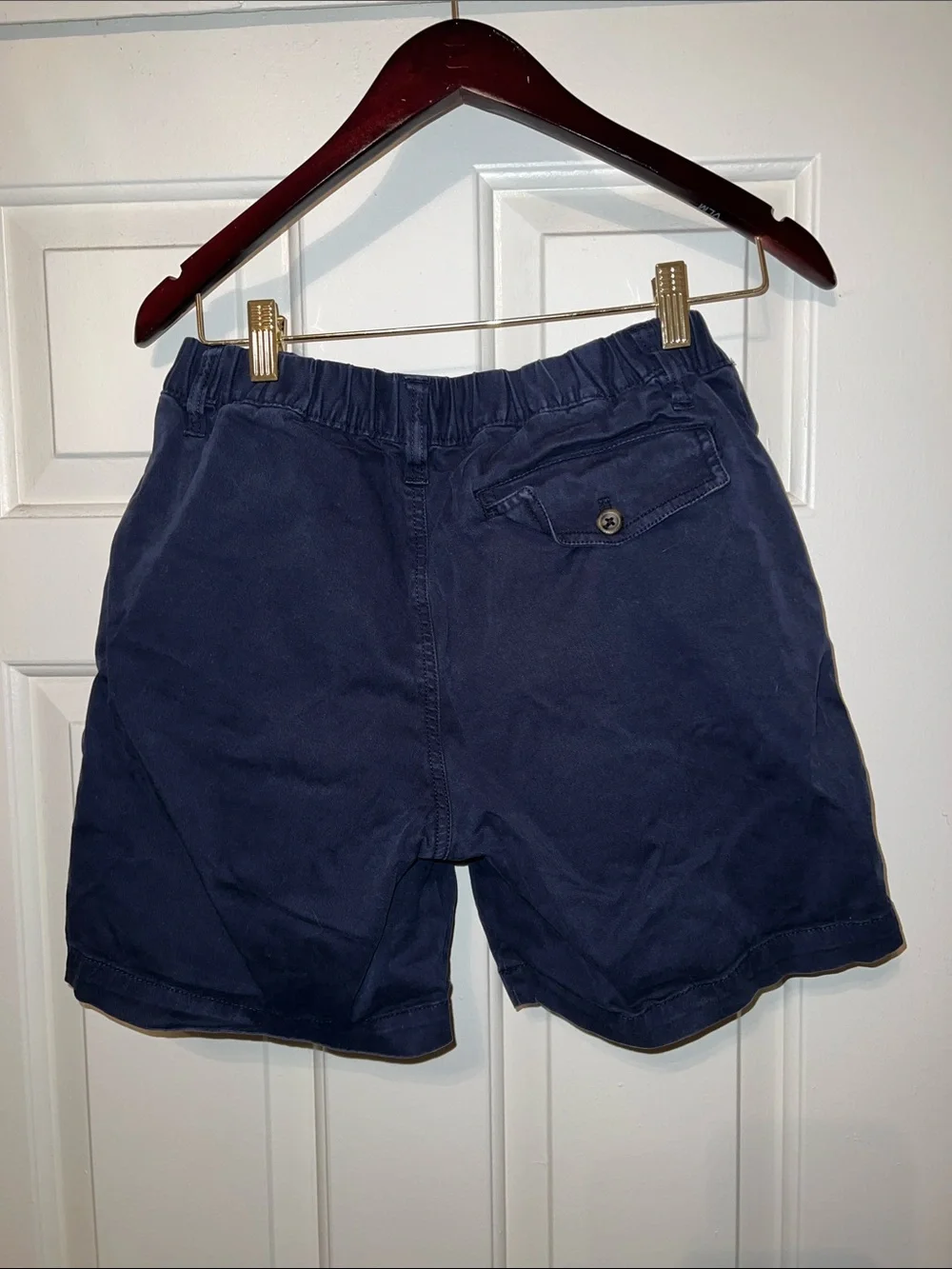 Men's Flat Front Navy Casual Shorts with Elastic Waist 7 inch
